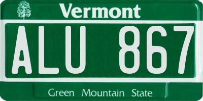VT license plate ALU867