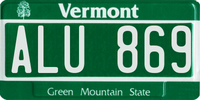 VT license plate ALU869