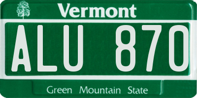 VT license plate ALU870