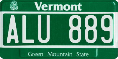 VT license plate ALU889