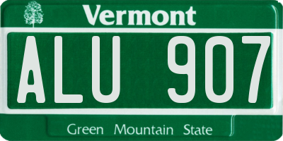 VT license plate ALU907