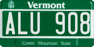 VT license plate ALU908