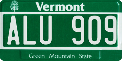 VT license plate ALU909