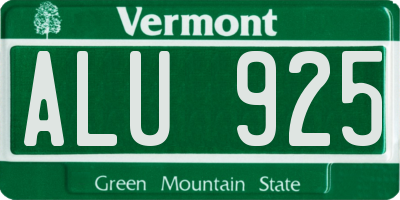 VT license plate ALU925