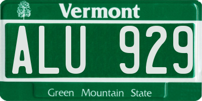 VT license plate ALU929