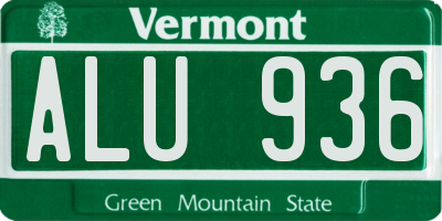 VT license plate ALU936