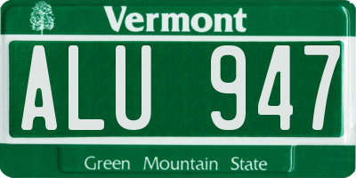 VT license plate ALU947