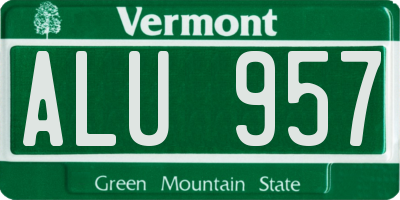 VT license plate ALU957