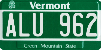 VT license plate ALU962