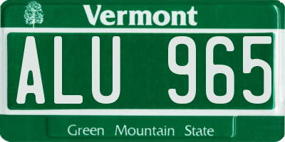 VT license plate ALU965