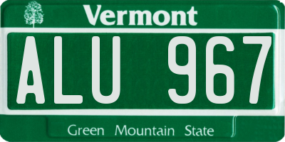 VT license plate ALU967
