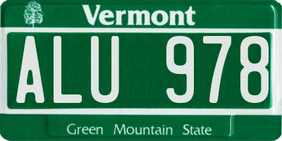 VT license plate ALU978