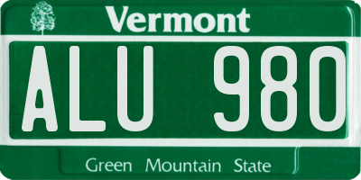 VT license plate ALU980
