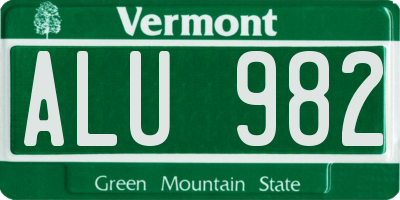 VT license plate ALU982