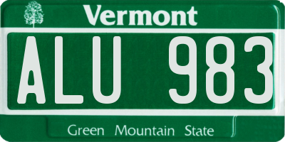 VT license plate ALU983