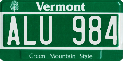 VT license plate ALU984