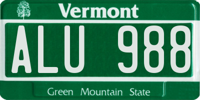 VT license plate ALU988