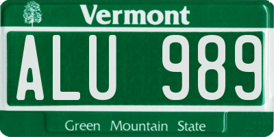 VT license plate ALU989