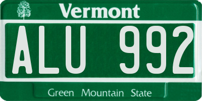 VT license plate ALU992