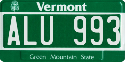 VT license plate ALU993