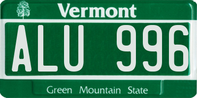 VT license plate ALU996