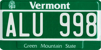 VT license plate ALU998