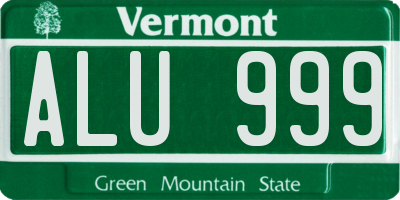 VT license plate ALU999