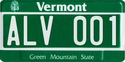 VT license plate ALV001