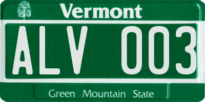 VT license plate ALV003