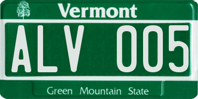 VT license plate ALV005