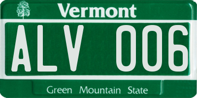VT license plate ALV006
