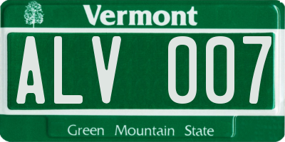 VT license plate ALV007