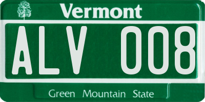 VT license plate ALV008