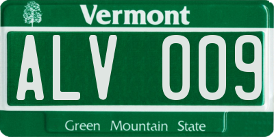 VT license plate ALV009