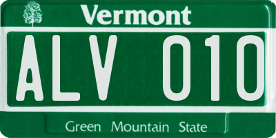 VT license plate ALV010