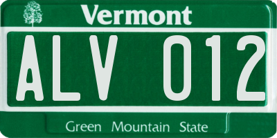 VT license plate ALV012