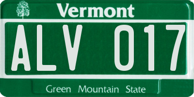VT license plate ALV017