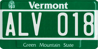 VT license plate ALV018