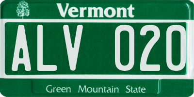 VT license plate ALV020