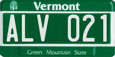 VT license plate ALV021