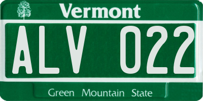 VT license plate ALV022