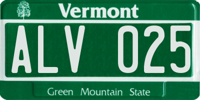VT license plate ALV025