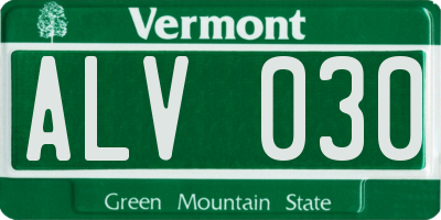 VT license plate ALV030