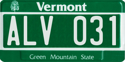 VT license plate ALV031