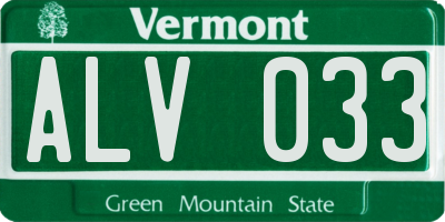 VT license plate ALV033