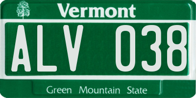 VT license plate ALV038