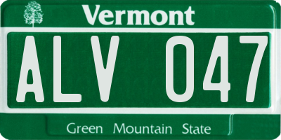 VT license plate ALV047