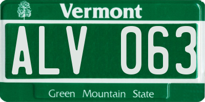 VT license plate ALV063