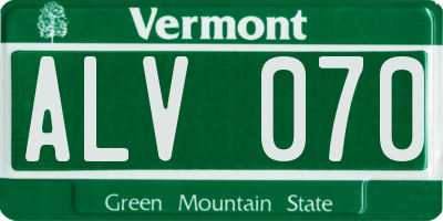 VT license plate ALV070