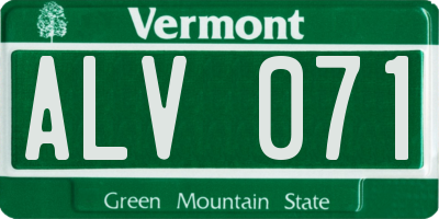 VT license plate ALV071